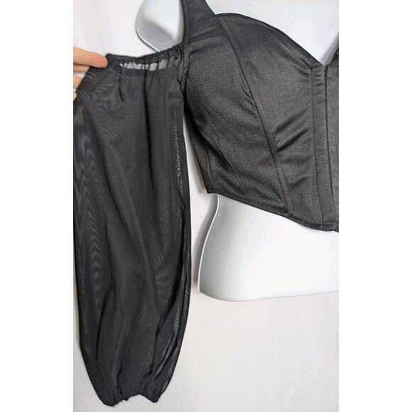 Windsor Feelin Luxe Y2K Whimsygoth Black Bustier Corset Cold Shoulder Top Size S - Picture 8 of 11